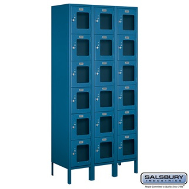 See-Through Metal Locker - Six Tier Box Style 3 Wide 6 Feet High 15 Inches Deep Blue Unass