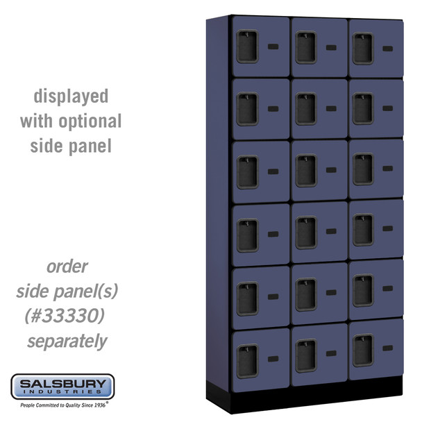 12" Wide Six Tier Box Style Designer Wood Locker - 3 Wide - 6 Feet High - 18 Inches Deep