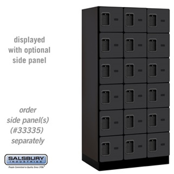 Designer Wood Locker - Six Tier Box Style 3 Wide 6 Feet High 21 Inches Deep Black