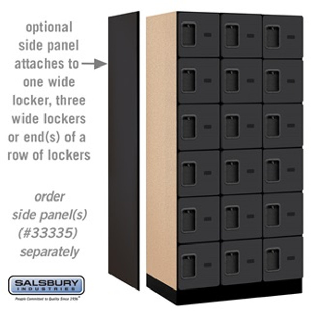 Designer Wood Locker - Six Tier Box Style 3 Wide 6 Feet High 21 Inches Deep Black