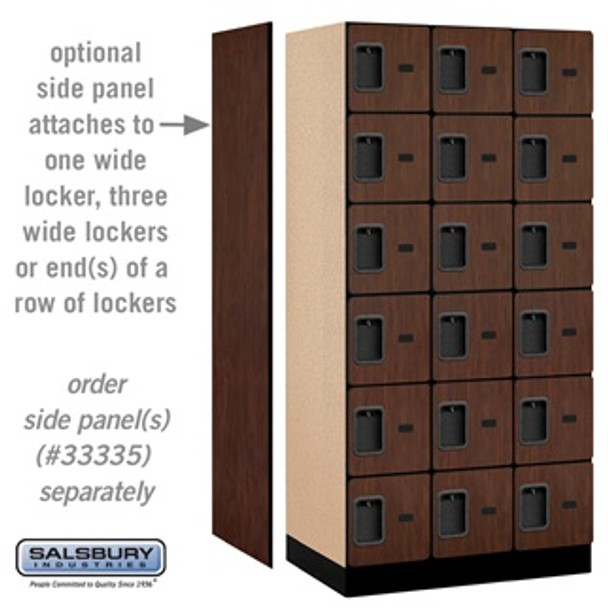 Designer Wood Locker - Six Tier Box Style 3 Wide 6 Feet High 21 Inches Deep Mahogany