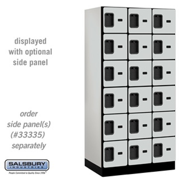 Designer Wood Locker - Six Tier Box Style 3 Wide 6 Feet High 21 Inches Deep Gray