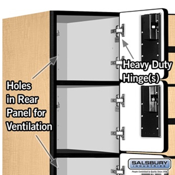 Designer Wood Locker - Six Tier Box Style 3 Wide 6 Feet High 21 Inches Deep Maple