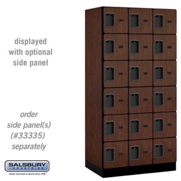 Designer Wood Locker - Six Tier Box Style 3 Wide 6 Feet High 21 Inches Deep Mahogany