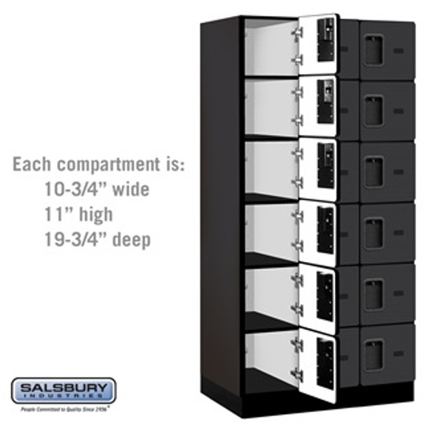 Designer Wood Locker - Six Tier Box Style 3 Wide 6 Feet High 21 Inches Deep Black