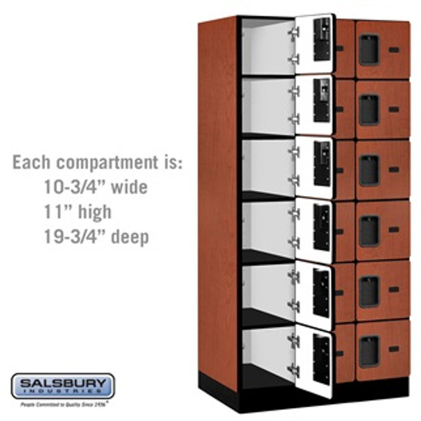 Designer Wood Locker - Six Tier Box Style 3 Wide 6 Feet High 21 Inches Deep Cherry