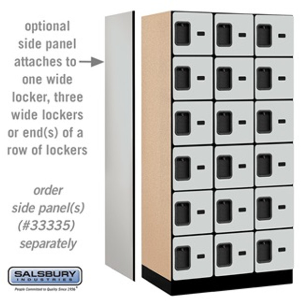 Designer Wood Locker - Six Tier Box Style 3 Wide 6 Feet High 21 Inches Deep Gray