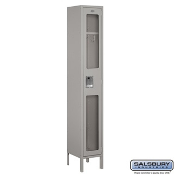 See-Through Metal Locker - Single Tier 1 Wide 6 Feet High 12 Inches Deep Gray Unassembled