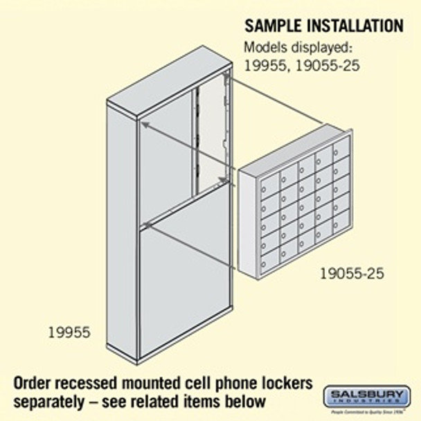 Free-Standing Enclosure for #19055-25 and #19058-25 - Recessed Mounted Cell Phone Lockers Bronze