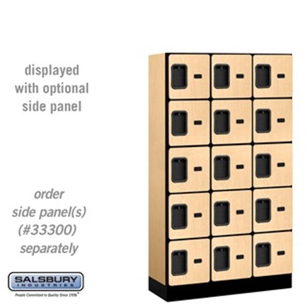 Designer Wood Locker - Five Tier Box Style 3 Wide 5 Feet High 15 Inches Deep Maple
