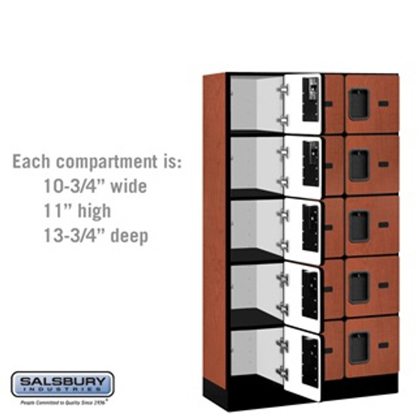 Designer Wood Locker - Five Tier Box Style 3 Wide 5 Feet High 15 Inches Deep Cherry