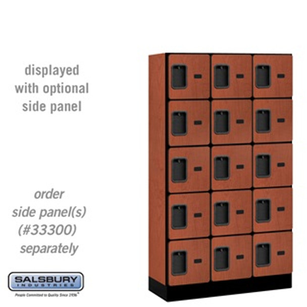 Designer Wood Locker - Five Tier Box Style 3 Wide 5 Feet High 15 Inches Deep Cherry