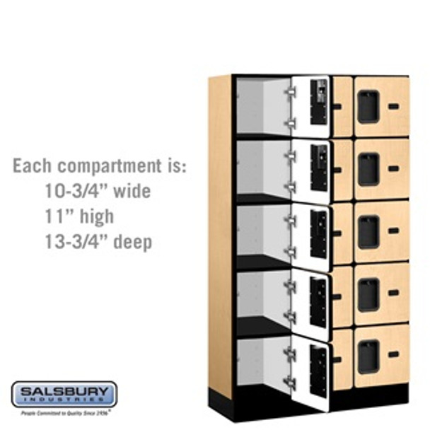 Designer Wood Locker - Five Tier Box Style 3 Wide 5 Feet High 15 Inches Deep Maple