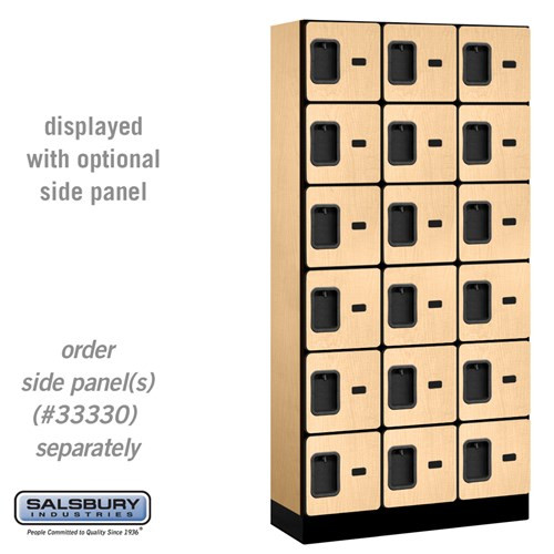 12" Wide Five Tier Box Style Designer Wood Locker - 3 Wide - 5 Feet High - 21 Inches Deep