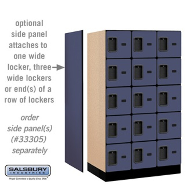 Designer Wood Locker - Five Tier Box Style 3 Wide 5 Feet High 21 Inches Deep Blue