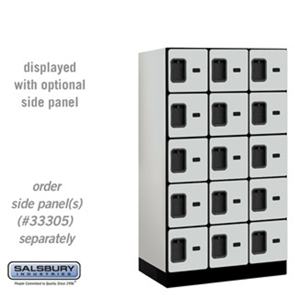 Designer Wood Locker - Five Tier Box Style 3 Wide 5 Feet High 21 Inches Deep Gray