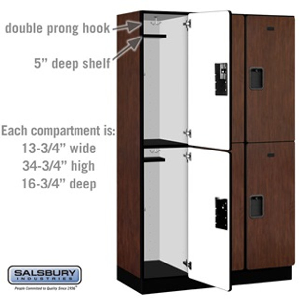 Extra Wide Designer Wood Locker - Double Tier 3 6 Feet High 18 Inches Deep Mahogany