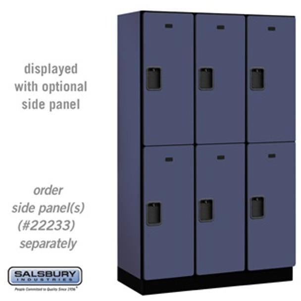 Extra Wide Designer Wood Locker - Double Tier 3 6 Feet High 18 Inches Deep Blue