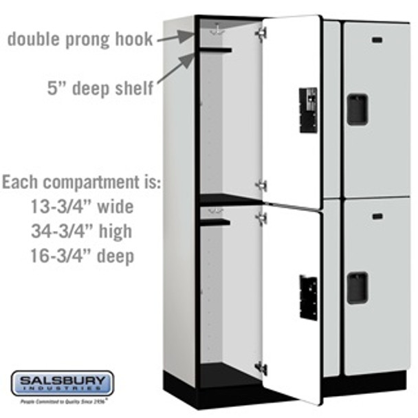 Extra Wide Designer Wood Locker - Double Tier 3 6 Feet High 18 Inches Deep Gray