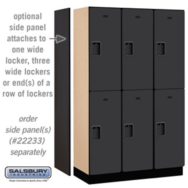 Extra Wide Designer Wood Locker - Double Tier 3 6 Feet High 18 Inches Deep Black