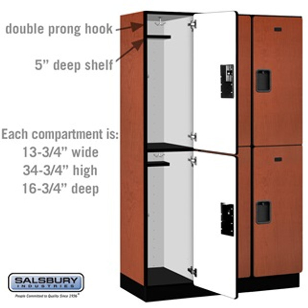 Extra Wide Designer Wood Locker - Double Tier 3 6 Feet High 18 Inches Deep Cherry