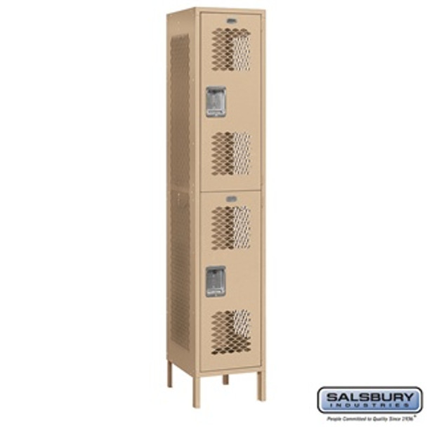 Extra Wide Vented Metal Locker - Double Tier 1 6 Feet High 18 Inches Deep Tan Unassem