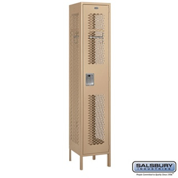 Extra Wide Vented Metal Locker - Single Tier 1 6 Feet High 18 Inches Deep Tan Assembl