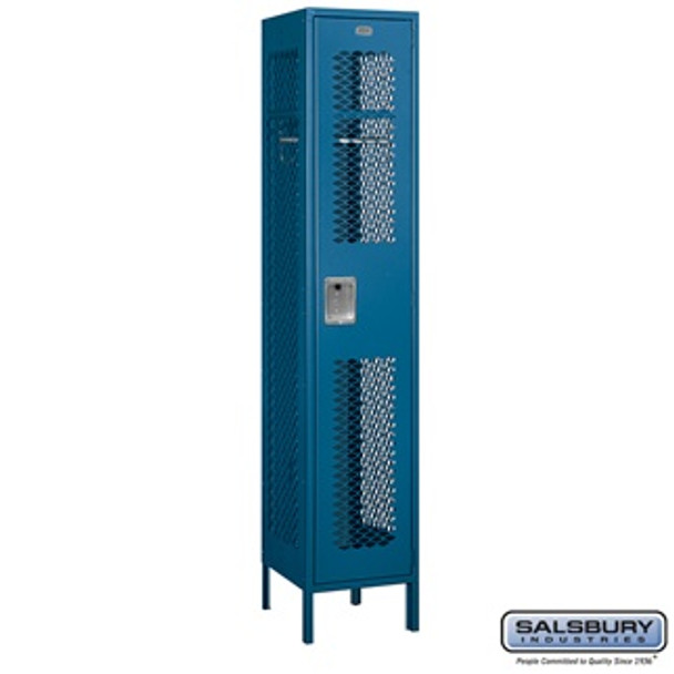 Extra Wide Vented Metal Locker - Single Tier 1 6 Feet High 18 Inches Deep Blue Assemb