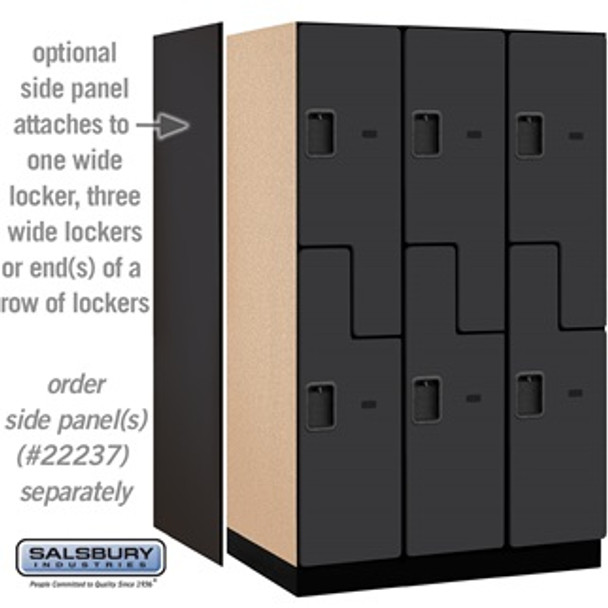 Extra Wide Designer Wood Locker - Double Tier S Style 3 6 Feet High 24 Inches Deep Blac