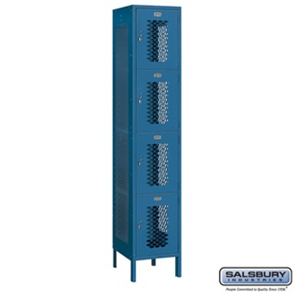 Extra Wide Vented Metal Locker - Four Tier 1 6 Feet High 18 Inches Deep Blue Assemble