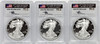 2018-S Proof Silver Eagle 3-Coin City set PR70 PCGS FDOI Denver, Phili, Wash D.C. Mercanti signed