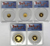 2012 Canada Gold ML 5-Coin Set ($0.50, 1, 5, 10, 50) PR70 ANACS Million Dollar Coin 5th Anniv