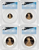 2021-W 4-coin Proof Gold Eagle Set ($5, 10, 25, 50) PR70 PCGS Type 1 FDOI T. Cleveland blue eagle POP 10