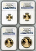 2015 W 4-Coin Proof Gold Eagle Set ($5, 10, 25, 50) PF70 NGC Ultra Cameo First Releases label