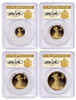 2024 4-Coin Proof Gold Eagle Set ($5, 10, 25, 50) PR70 PCGS FDOI T. Cleveland Art Deco