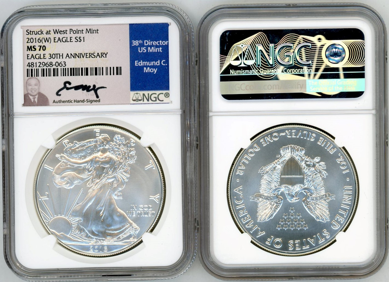2016 W ASE MS70 NGC 30th Anniversary Struck At West Point Mint Ed Moy 2016 w ase ms70 ngc 30th anniversary struck at west point mint ed moy