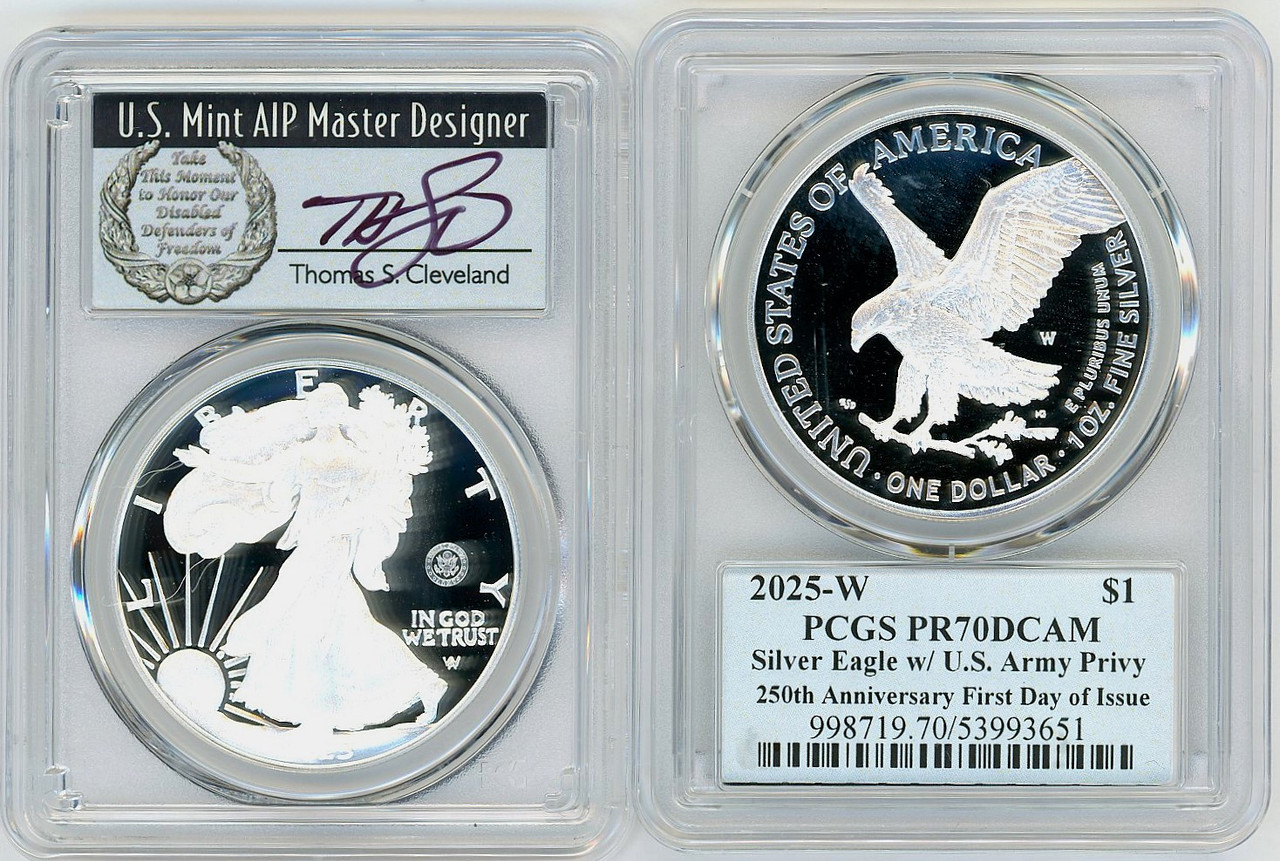 2025-W Proof ASE U.S. Army Privy PR70DCAM PCGS FDOI T. Cleveland