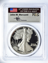 1988-S Proof Silver Eagle PR 70 DCAM PCGS Mercanti Signed