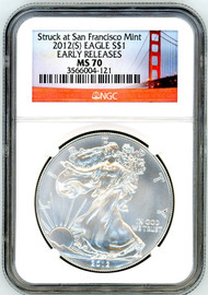 2012(S) ASE MS70 NGC Early Releases Struck at San Francisco Mint bridge label