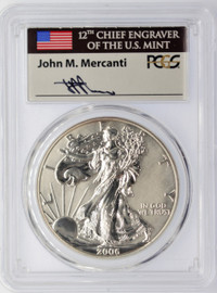 2006-P Reverse Proof ASE PR70 PCGS Eagle-20th Anniv flag Mercanti