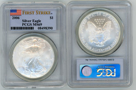2006 $1 Silver Eagle PCGS MS69 Flag First Strike