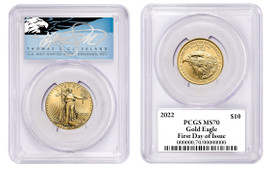 2022 $10 Gold Eagle MS70 PCGS First Day Of Issue T Cleveland Blue Eagle  