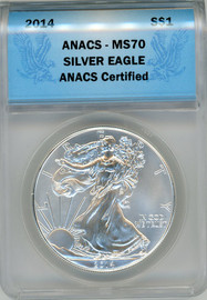 2014 $1 Silver Eagle MS70 ANACS Certified