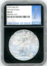 2018 ASE MS70 NGC First Day of Issue 1st label - black core