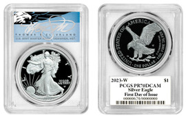 2023-W Proof ASE PR70DCAM PCGS FDOI Thomas Cleveland blue eagle