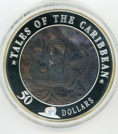 2008 $50 5oz Silver Cook Islands Tales of the Caribbean Black Pearl