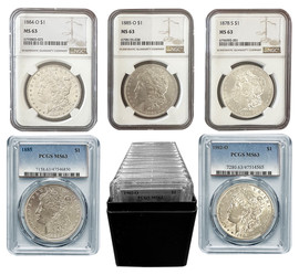 Misc. Year NGC or PCGS Morgan Dollar MS63 10-Coin Set