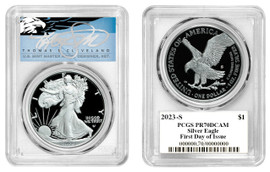 2023-S Proof ASE PR70DCAM PCGS FDOI T. Cleveland blue eagle