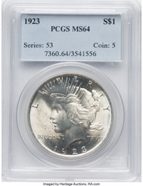 1923 Peace Dollar MS64 PCGS Series: 53 Coin: 5