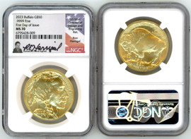2023 $50 Gold Buffalo MS70 NGC First Day Of Issue Ron Harrigal